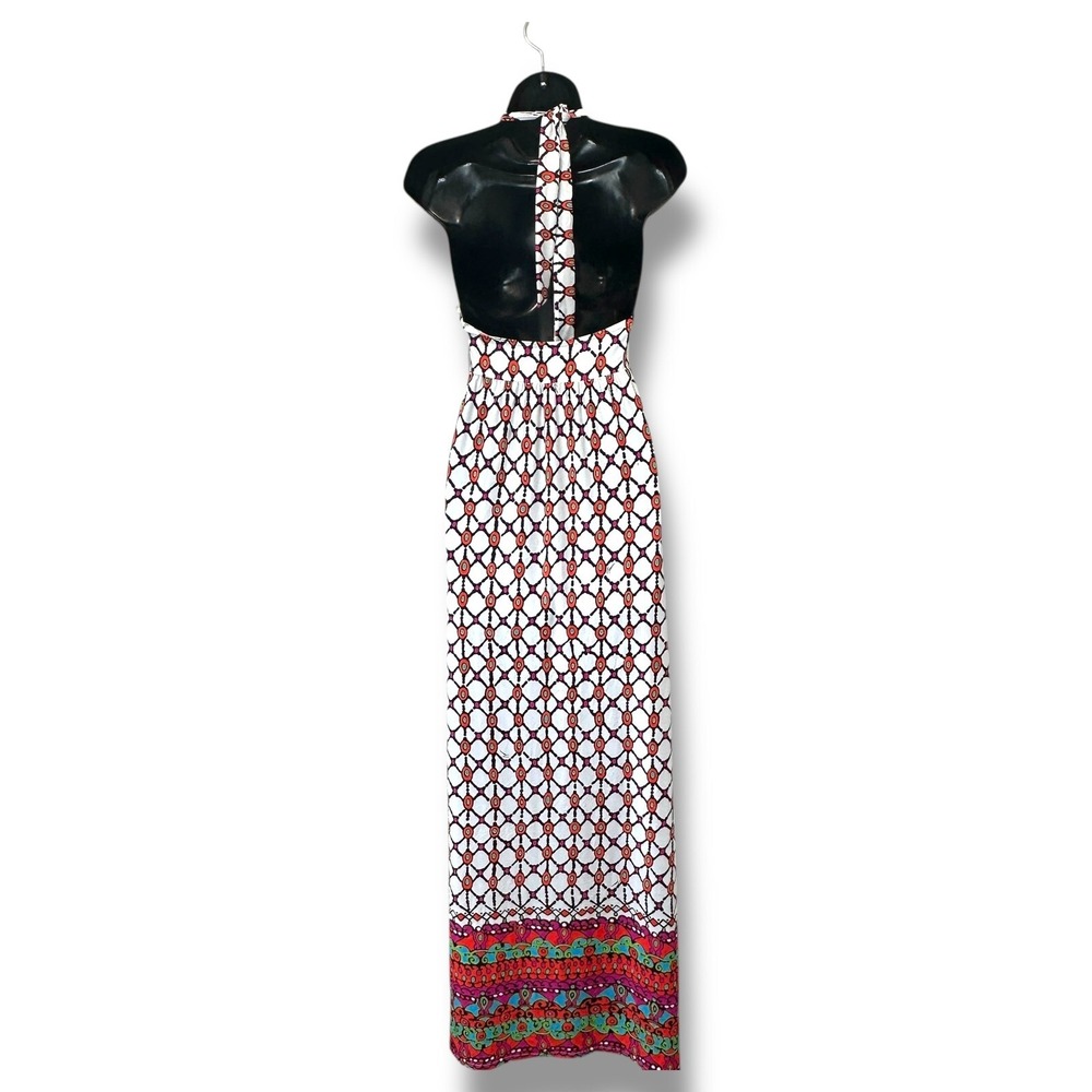 Trina Turk Venice Beach Maxi‎ Dress Halter Sleeveless Geometric M Boho Resort - Picture 3 of 7